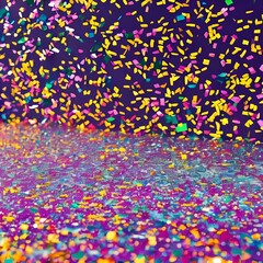 A colorful and playful interpretation of a confetti, with textured and patterned shapes creating a festive atmosphere3, Generative AI