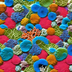 Fototapeta na wymiar An interpretation of a coral reef, with textured and patterned shapes resembling the vibrant colors and textures of coral1, Generative AI