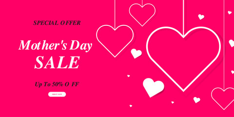 Mother's day sale poster or holiday shop seasonal discount offer banner