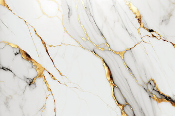 White marble textured background. AI