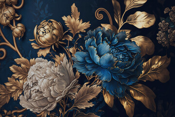 Luxury flowers. Vintage floral design for prints, postcards or wallpaper. AI
