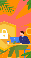 Business Network Security Character Flat Vector Concept Operation Hand Drawn Illustration
