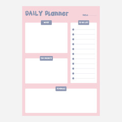 Weekly Daily planning note sheet design template