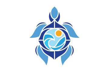 Turtle beach logo design icon template vector