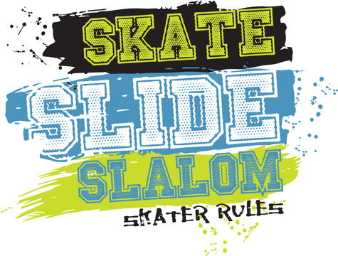 skate slide slalom skater rults design vector illustration ready for print on t-shirt