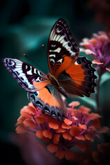 Fototapeta na wymiar butterfly on flower. Macro shots, Beautiful nature scene. AI generated