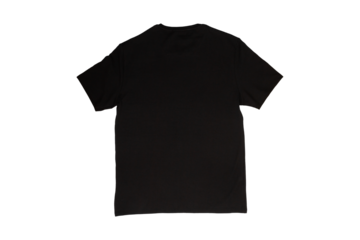 t-shirt design, men's black blank T-shirt template, back side, clothing mockup for print, isolated, basic summer clothes
