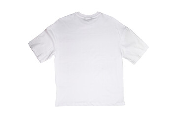 t-shirt design, men's white blank T-shirt template, back side, clothing mockup for print, isolated, basic summer clothes