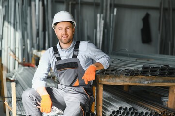 Factory worker. Man working on the production line.