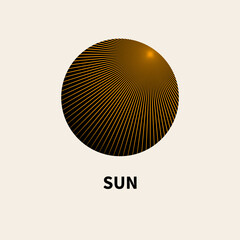 Rays of sun on black background, round logo