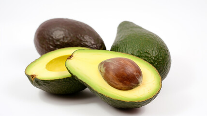 avocado on a white background with generative ai technology