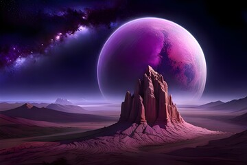 Wallpaper, violet, purple, the moon over the mountains