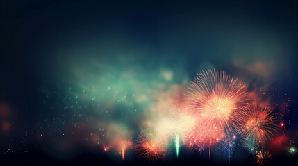 A blurred independense day, divine sky abstract background with bokeh glow, Illustration. AI generative