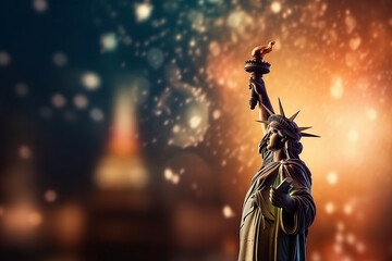 Fototapeta premium A blurred independense day, divine sky abstract background with bokeh glow, Illustration. AI generative