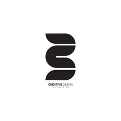 Letter p c b simple unique shape flat monogram black logo