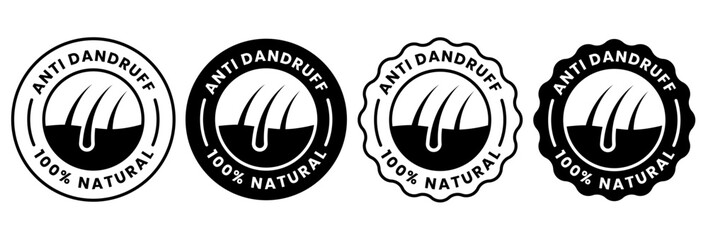 100% natural, anti dandruff logo icon for shampoo or hair oil design. - obrazy, fototapety, plakaty