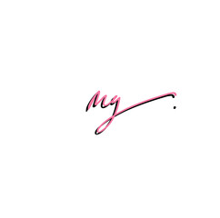 mg Initial Handwriting Signature Logo Vector in pink