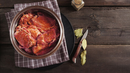 raw pork neck marinated with spices