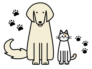 アニマルセラピー　犬と猫のイラスト