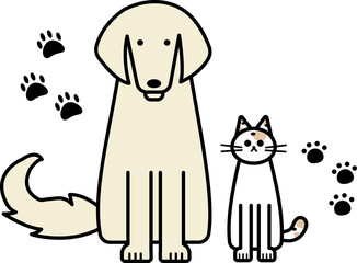 アニマルセラピー　犬と猫のイラスト