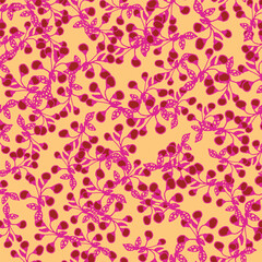 A pink berry branches seamless vecor pattern