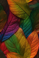 Naklejka na ściany i meble Macro colorful leaves. generative ai.
