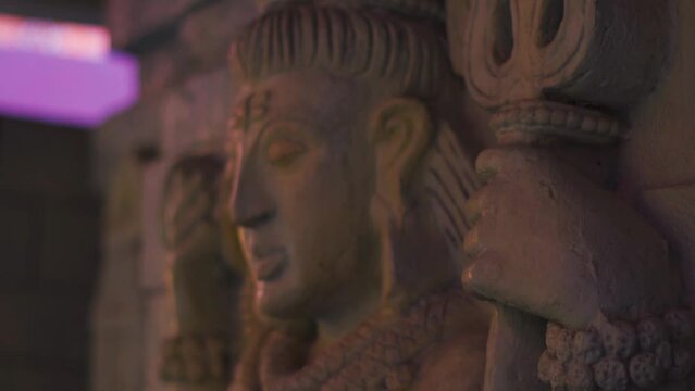 Closeup shot of statue of Lord Shiva at Manikaran Shiva Temple at Manikaran near Kasol in Himachal Pradesh, India.