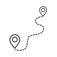 Route icon vector, GPS elements symbol, navigation sign, location from one place to another, distance between one place to another vector illustration.  - obrazy, fototapety, plakaty