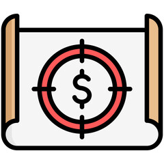 target business and finance icons, action plan.