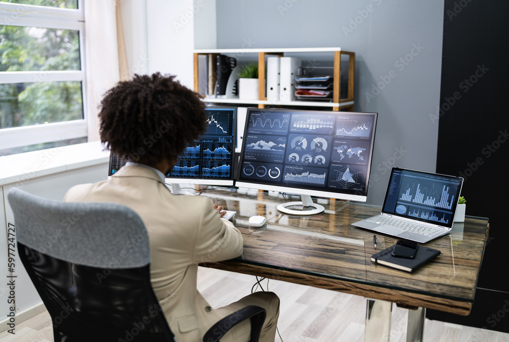 Aufkleber Business Data Analyst Using Computer