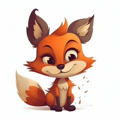 Fototapeta premium Funny Fox Cartoon Character Illustration Isolated on White Background. Generative ai