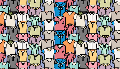 Seamless pattern with colorful shirts