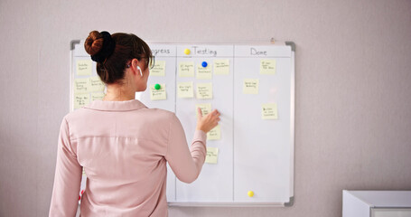 Kanban Business Board Sticky Notes On Wall