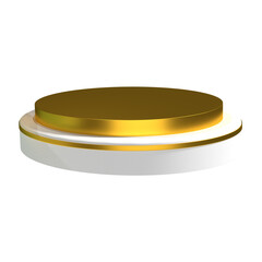 Gold and white glossy podium space for product placement alpha background