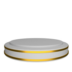 white and gold glossy podium space for product placement alpha background