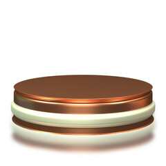 Brown and white glossy podium space for product placement alpha background
