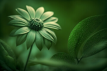 Green flower against green natural background