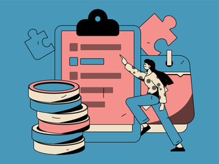 Invite friends to conduct questionnaire survey flat vector concept operation hand drawn illustration
