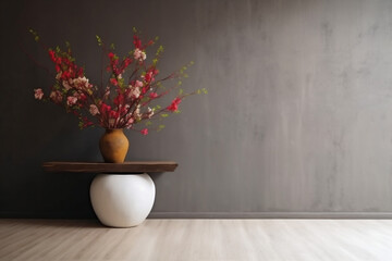 style wall table space plaster decor home contemporary vase interior design copy. Generative AI.