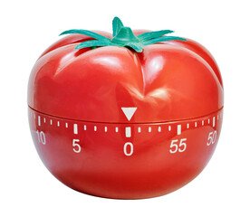 Isolated red kitchen tomato timer - obrazy, fototapety, plakaty