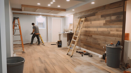 Fototapeta premium A DIY Enthusiast Embarks on a Home Renovation Project, generative AI