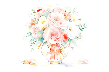 Obraz na płótnie Canvas Beautiful watercolor floral wedding illustration