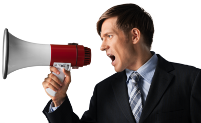 Portrait of a Businessman with Megaphone