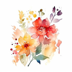 Ethereal Blooms, Spring Bouquet, Floral Harmony, Summer Colors, watercolor flowers, AI generative 