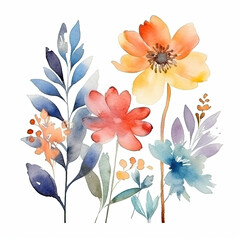 Ethereal Blooms, Spring Bouquet, Floral Harmony, Summer Colors, watercolor flowers, AI generative 