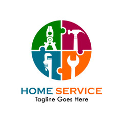 Home service design logo template illustration