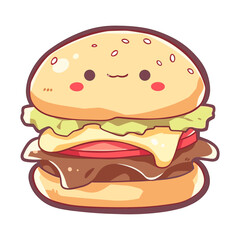 Cute burger illustration flat design