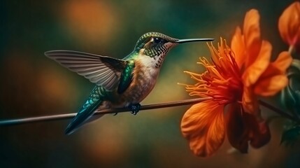 Fototapeta premium Hummingbird feeding on a flower