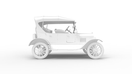 3D rendering of an old vintage historic car isolated.