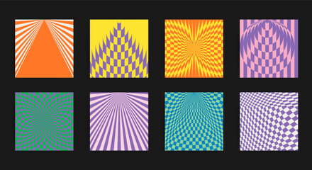 Obraz premium Bold Transitions for Posters, flyers, clothes, social media. Twisted and distorted vector texture, Y2k aesthetic, Retro Psychedelic, Groovy, hippie, 70s backgrounds. Waves